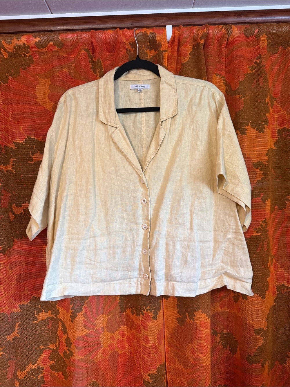 Madewell Light Beige Linen Button-Down Top